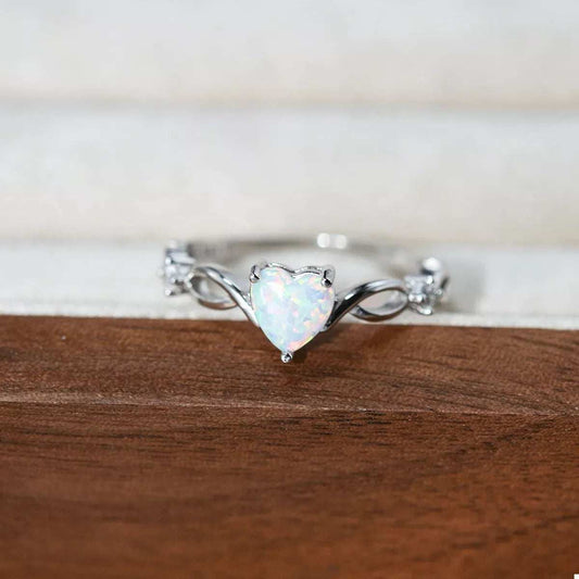 925 Sterling Silver Heart-Shaped Ring - Trendsi - Flyclothing LLC