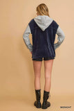Umgee Contrast Hooded Chenille Jacket - Trendsi - Flyclothing LLC