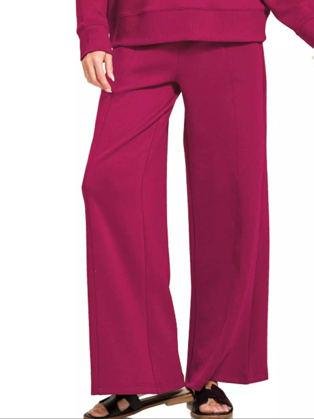 Zenana Scuba Collared Pullover and Pants Set - Trendsi - Flyclothing LLC