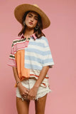 BiBi Mix And Match Stripe Color Block Shirt - Trendsi - Flyclothing LLC