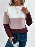 Color Block Boat Neck Sweater - Trendsi - Flyclothing LLC
