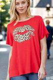 Heimish Full Size Leopard Lip Round Neck Short Sleeve T-Shirt Plus Size - Trendsi - Flyclothing LLC