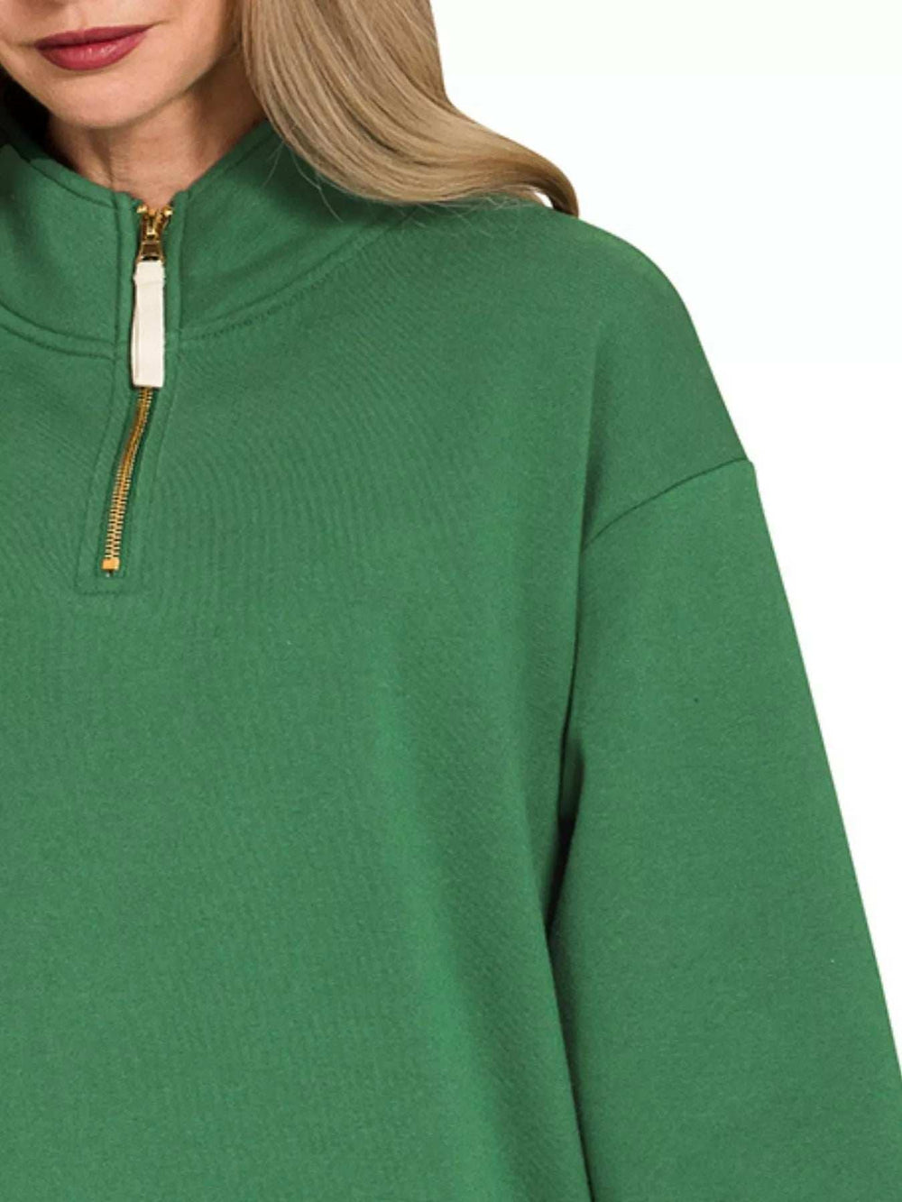 Zenana Fleece Half Zip Sweatshirt - Trendsi - Flyclothing LLC
