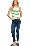 Zenana Round Neck Stripe Knit Tank Top - Trendsi - Flyclothing LLC