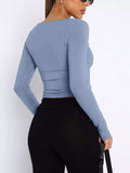 Long Sleeve Sweetheart Neck Crop T-Shirt - Trendsi - Flyclothing LLC