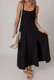 Side Slit Scoop Neck Wide Strap Dress - Trendsi - Flyclothing LLC