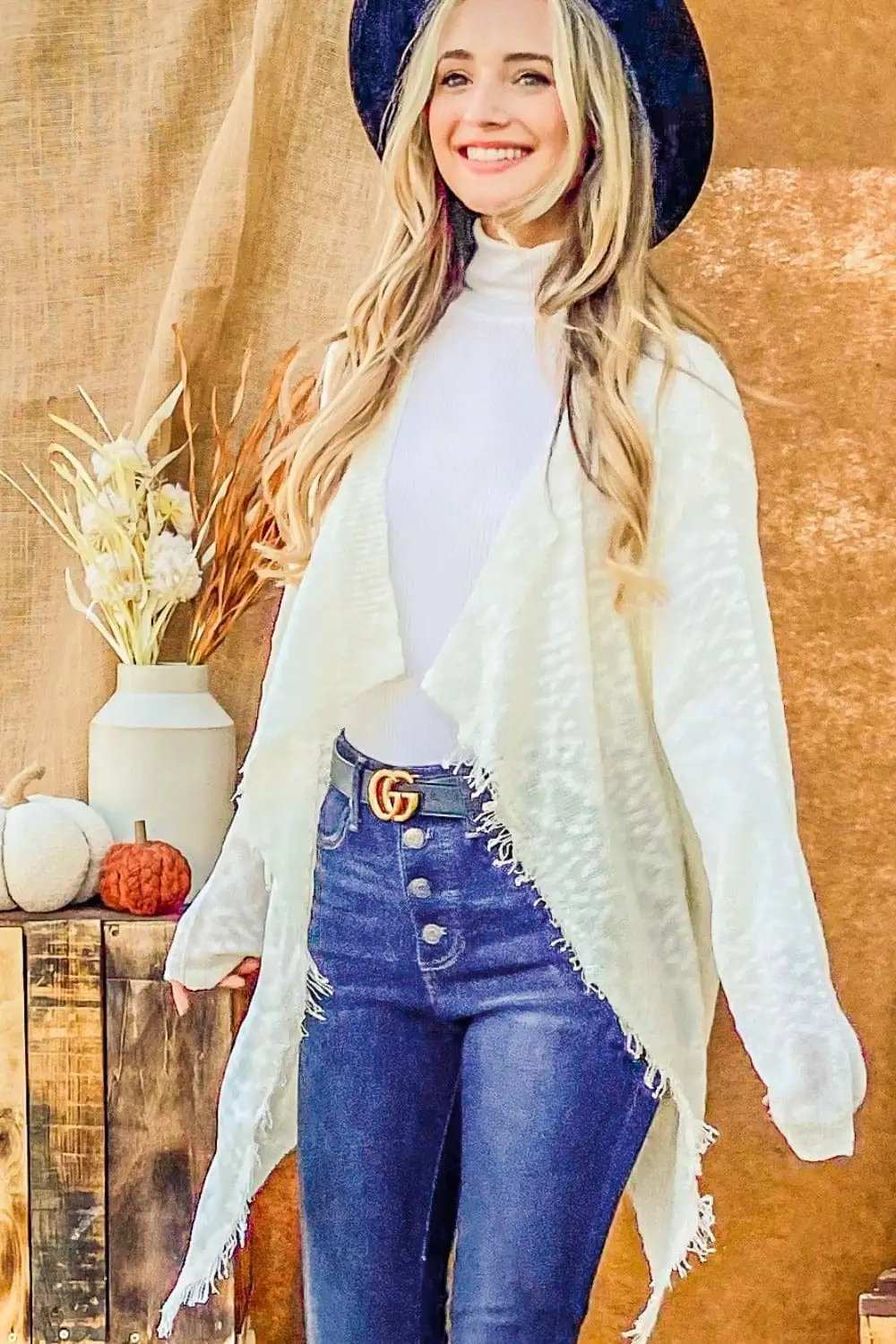 And The Why Textured Knit Fringe Hem Cardigan - Trendsi - Flyclothing LLC