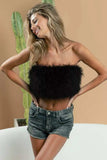 BiBi Fluffy Feather Tank Top with Back Zipper - Trendsi - Flyclothing LLC