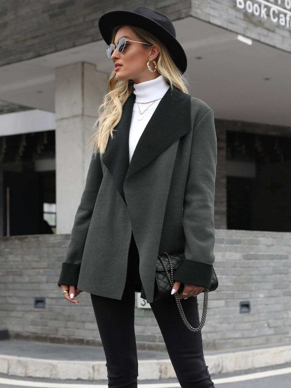 Open Front Long Sleeve Jacket - Trendsi - Flyclothing LLC