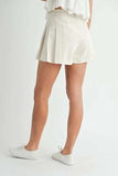 MABLE Pleated High Waist Twill Shorts - Trendsi - Flyclothing LLC