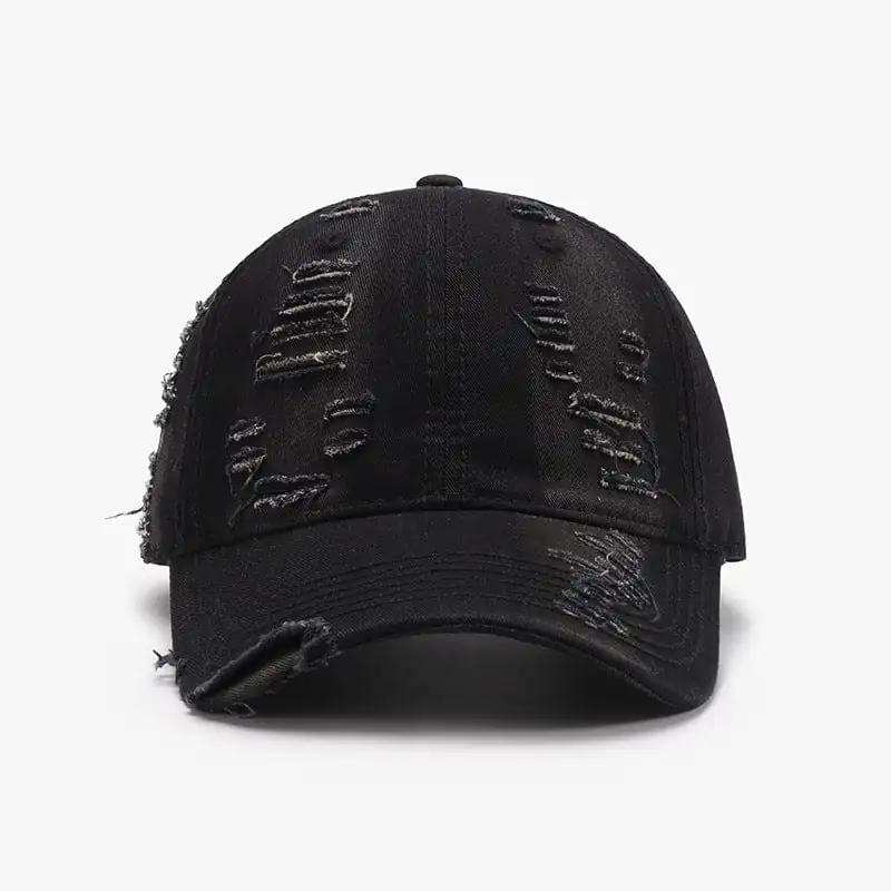Distressed Adjustable Cotton Baseball Cap - Trendsi - Flyclothing LLC