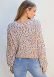 Confetti Round Neck Long Sleeve Sweater - Trendsi - Flyclothing LLC