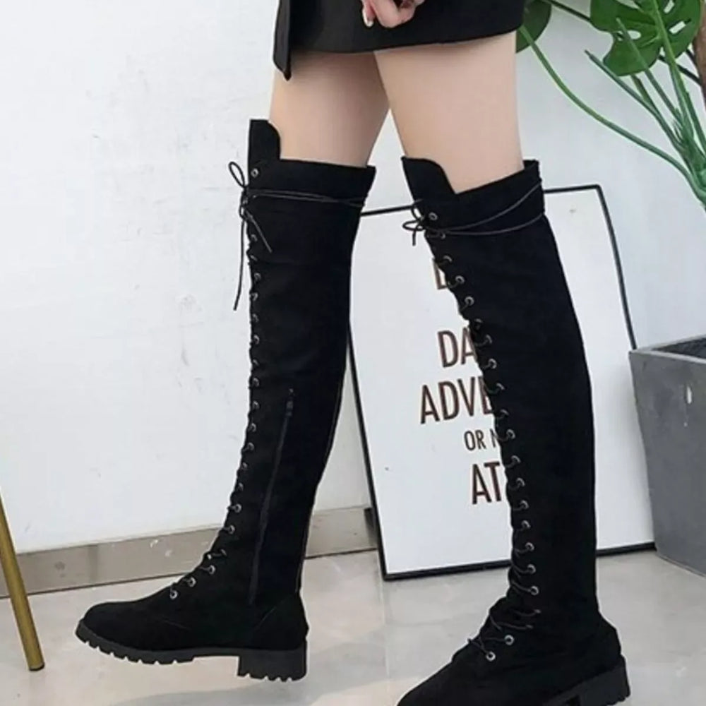 Lace-Up Over-the-Knee Boots - Trendsi - Flyclothing LLC