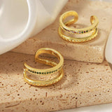 Gold-Plated Czech Diamond Double-Layered Ring - Trendsi - Flyclothing LLC