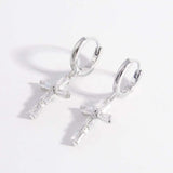 925 Sterling Silver Zircon Cross Earrings - Trendsi - Flyclothing LLC