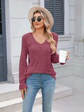 Lace Detail V-Neck Long Sleeve T-Shirt - Trendsi - Flyclothing LLC