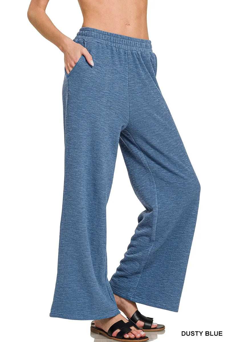 Zenana Cotton Slub Wide Leg Pants - Trendsi - Flyclothing LLC