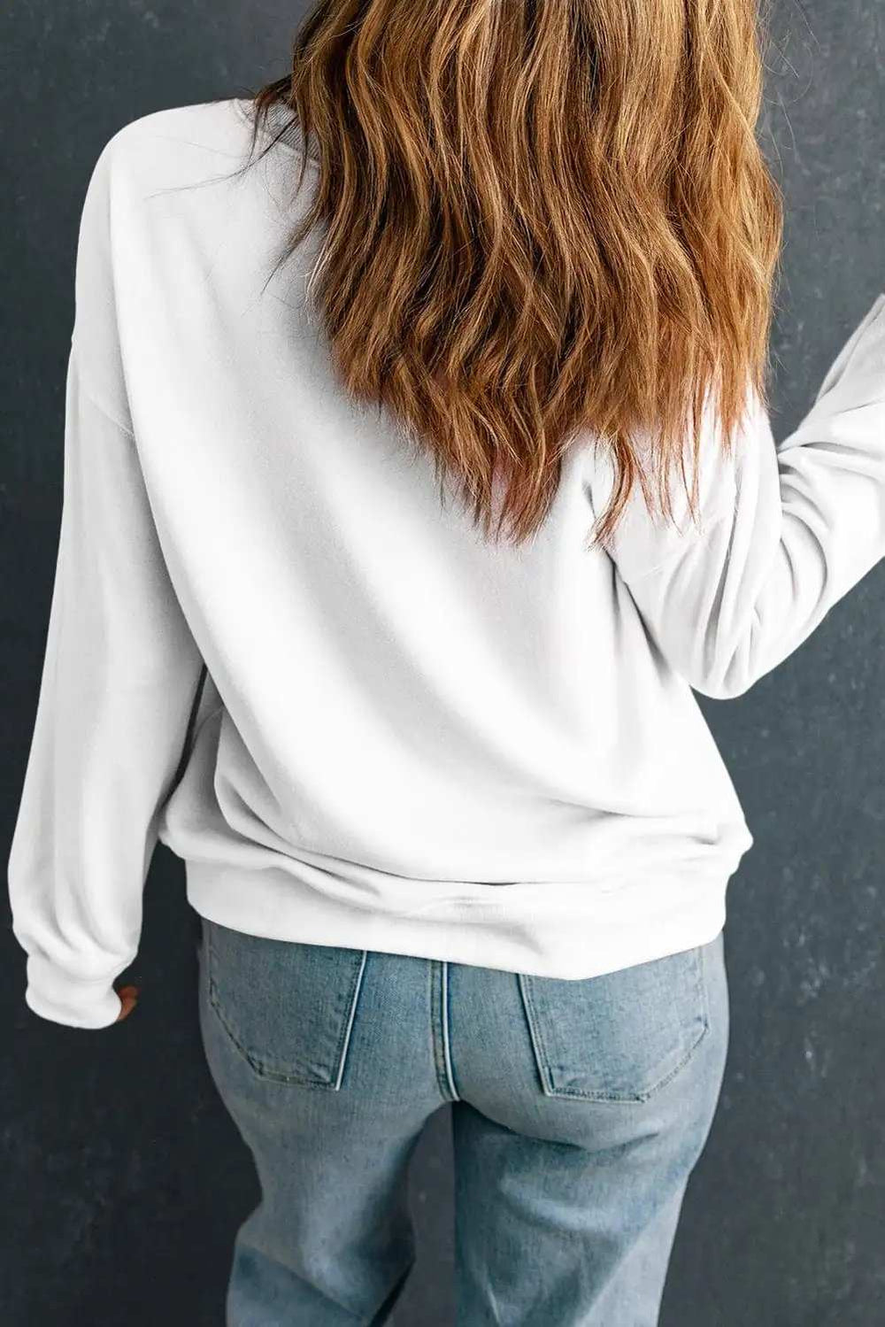 Letter Graphic Round Neck Long Sleeve Sweatshirt - Trendsi - Flyclothing LLC