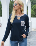 Cutout Leopard Round Neck Long Sleeve T-Shirt - Trendsi - Flyclothing LLC
