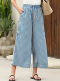Contrast Striped Wide leg Pants - Trendsi - Flyclothing LLC