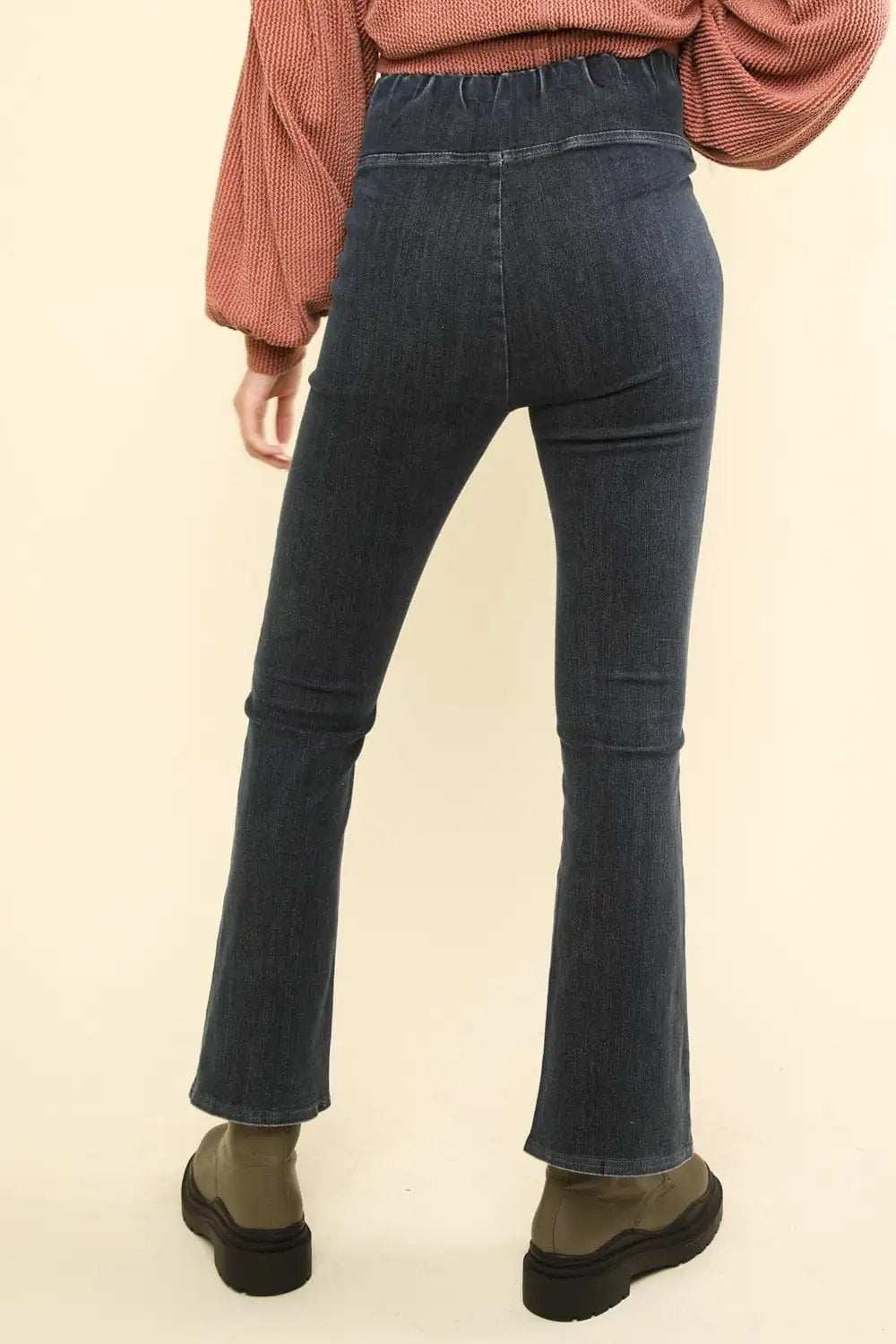 VERY J Washed Denim Stretchy Crossover Waist Leggings - Trendsi - Flyclothing LLC