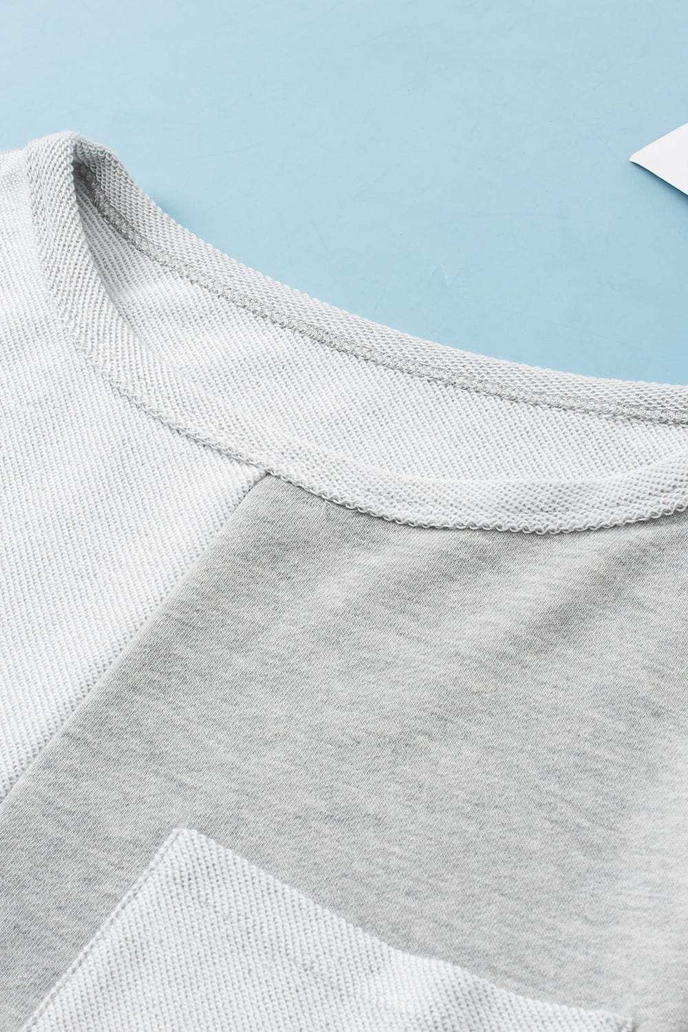 Color Block Double Chest Pocket Boat Neck Top - Trendsi - Flyclothing LLC