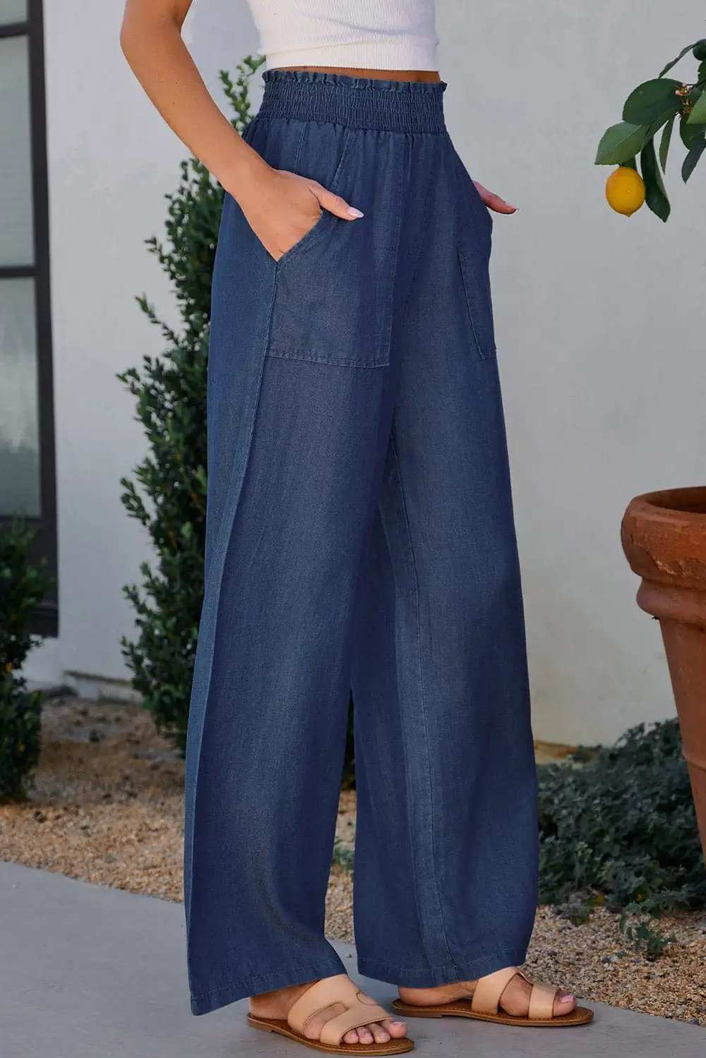 Wide Leg Pants with Pockets - Trendsi - Flyclothing LLC