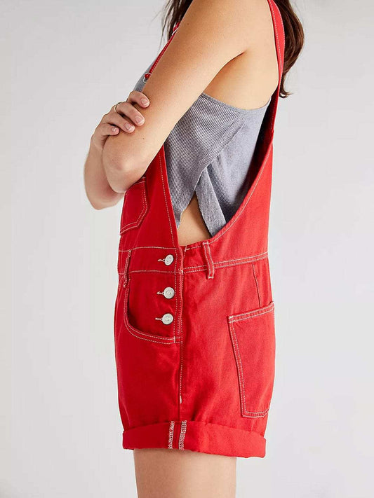 Wide Strap Square Neck Denim Overalls - Trendsi - Flyclothing LLC