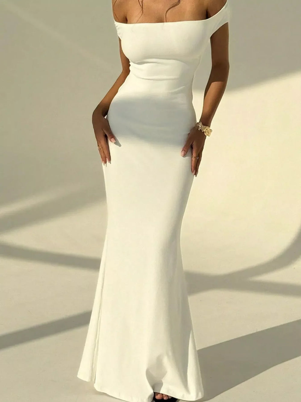 Backless Off-Shoulder Bodycon Mermaid Maxi Dress - Trendsi - Flyclothing LLC