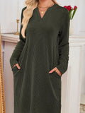 Casual Ribbed Knit Long Sleeve Dress - Trendsi - Flyclothing LLC