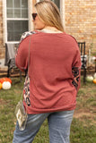 Plus Size Geometric Round Neck Long Sleeve Sweatshirt - Trendsi - Flyclothing LLC
