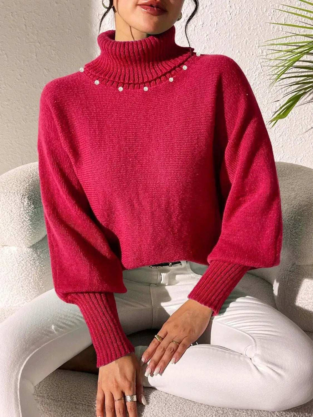 Turtleneck Long Sleeve Sweater - Trendsi - Flyclothing LLC