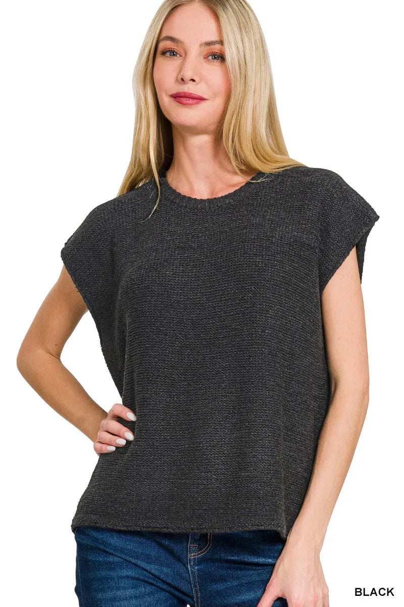 Zenana Oversized Crew Neck Sweater Vest - Trendsi - Flyclothing LLC