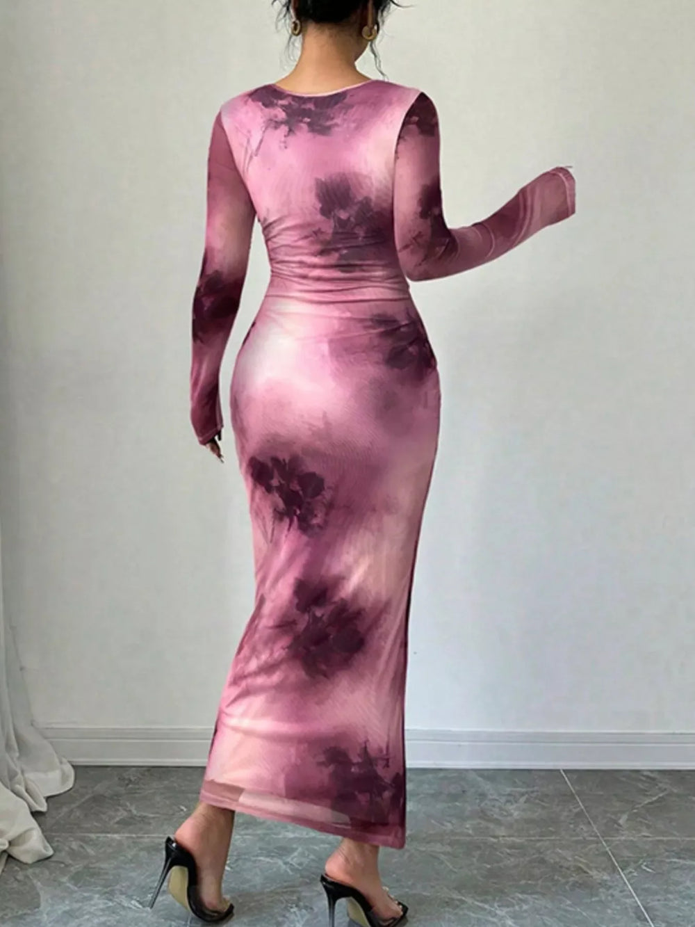 Tie-Dye Bodycon Maxi Dress - Trendsi - Flyclothing LLC
