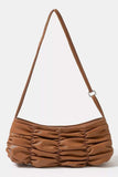 Fame Segmented Pleated Faux Leather Hand Bag - Trendsi - Flyclothing LLC