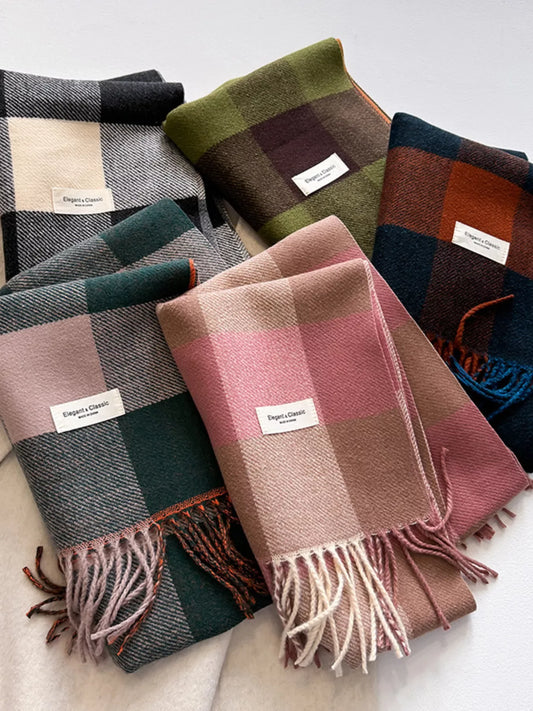 Plaid Fringe Scarf - Trendsi - Flyclothing LLC