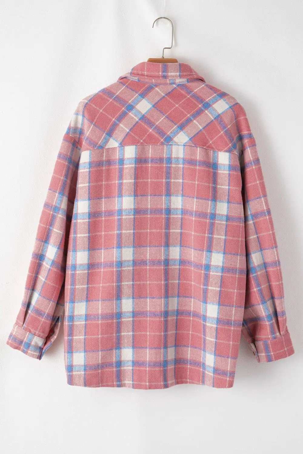 Plaid Button Up Long Sleeve Shacket - Trendsi - Flyclothing LLC