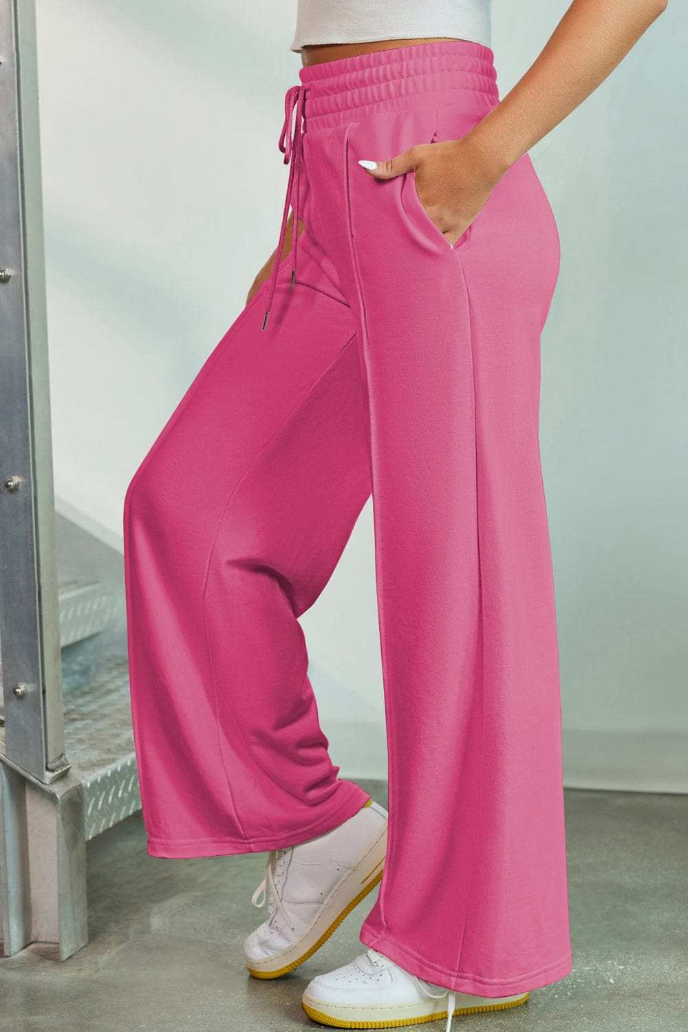 Drawstring Wide Leg Pants with Pockets - Trendsi - Flyclothing LLC