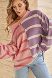 Contrast Striped Long Sleeve Sweatshirt - Trendsi - Flyclothing LLC