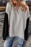 Contrast Round Neck Long Sleeve Sweatshirt - Trendsi - Flyclothing LLC