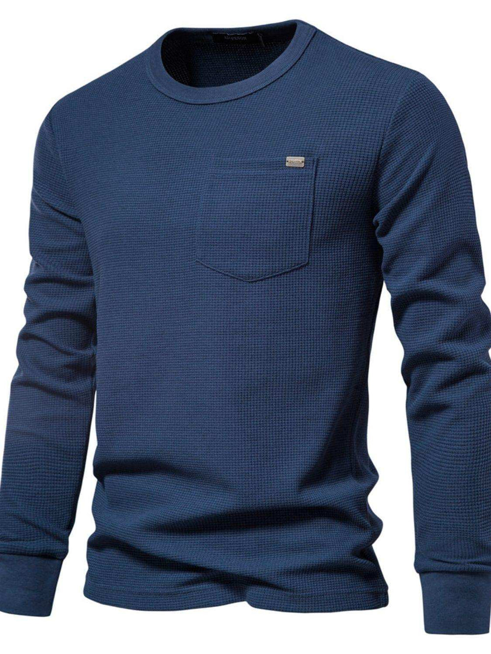 Men's Waffle-Knit Round Neck T-Shirt - Trendsi - Flyclothing LLC