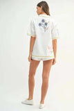 MABLE Embroidered Button Down Shirt and Shorts Set - Trendsi - Flyclothing LLC
