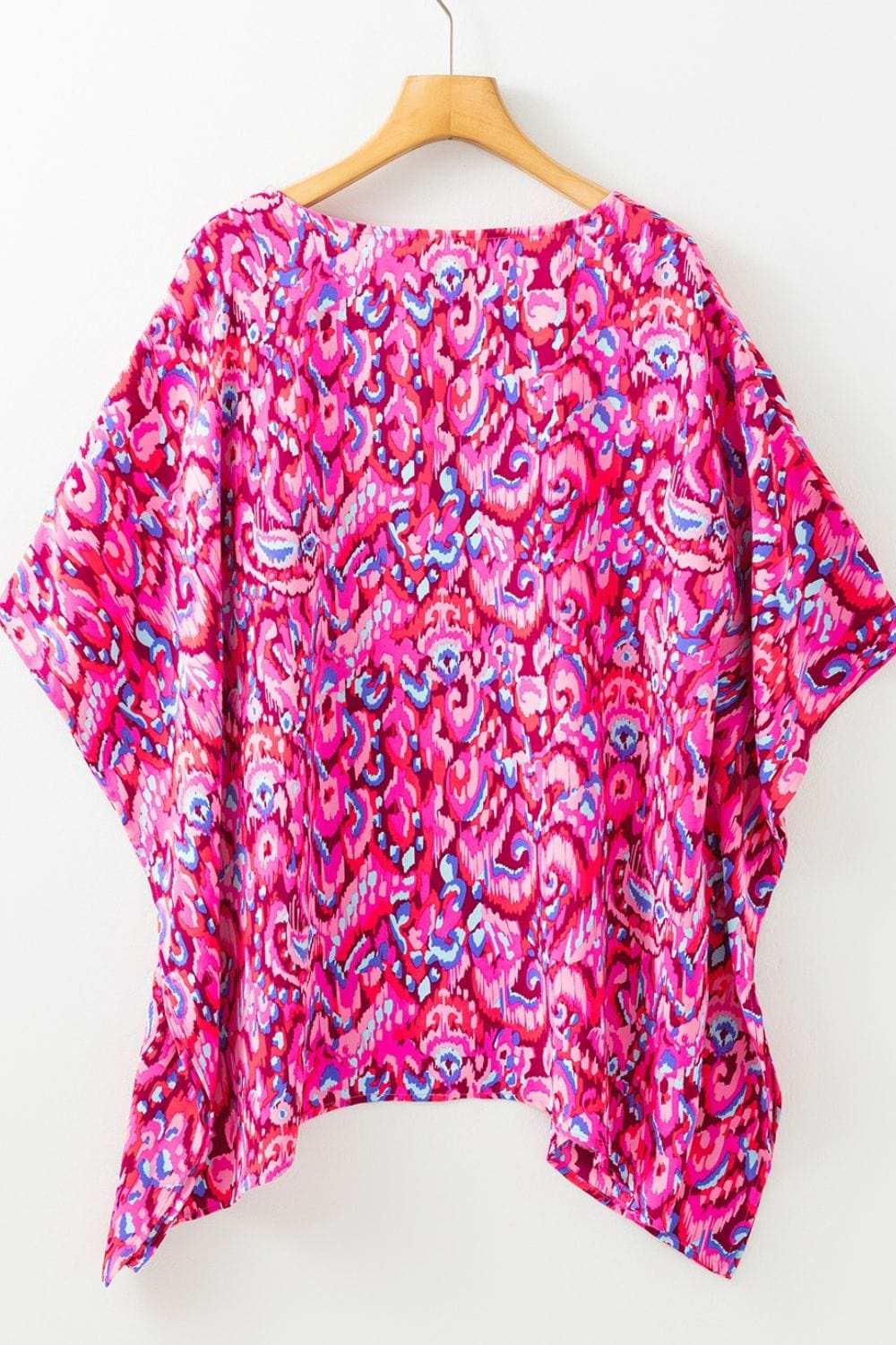 Abstract Print V Neck Half Sleeve Loose Fit Blouse - Trendsi - Flyclothing LLC