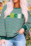 LUCKY Striped Round Neck Long Sleeve Sweatshirt - Trendsi - Flyclothing LLC