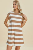 Basic Bae Full Size Striped Round Neck Cap Sleeve Mini Dress - ShopBasicbae - Flyclothing LLC