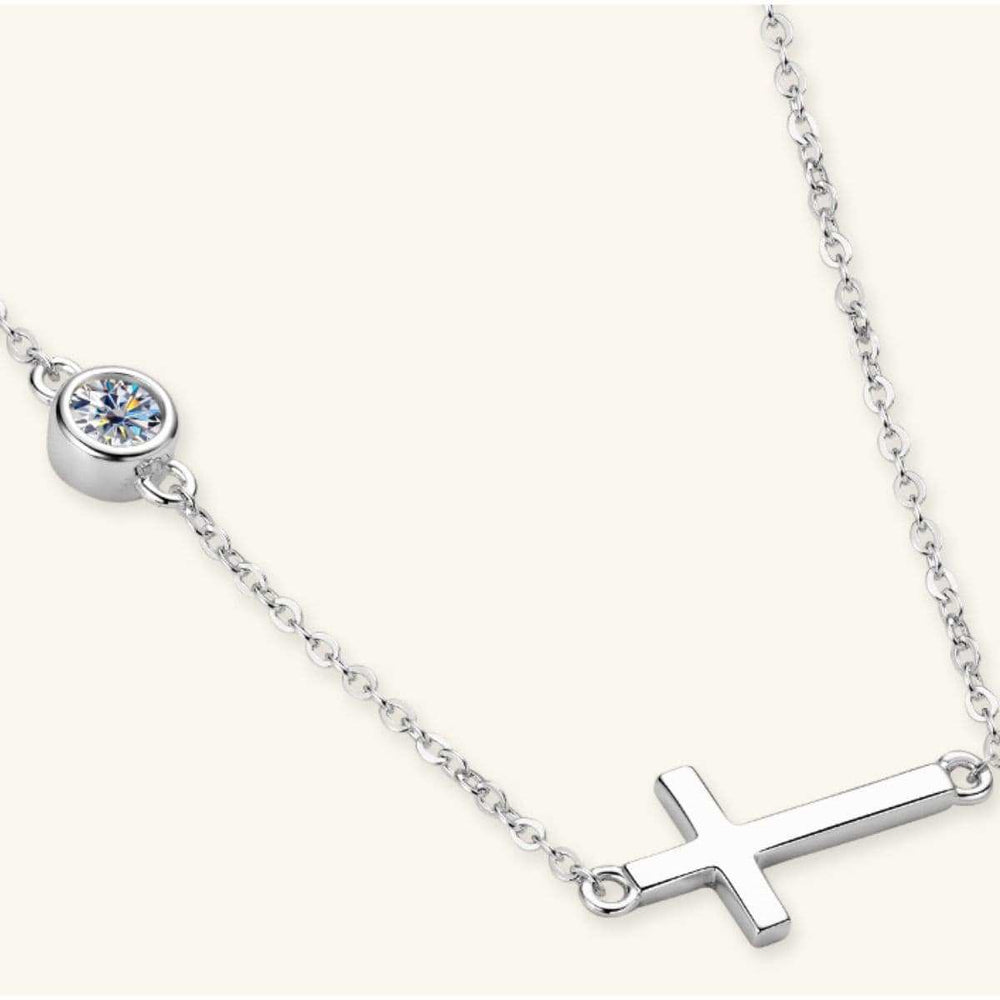 Cross 925 Sterling Silver Moissanite Necklace - Trendsi - Flyclothing LLC