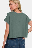 Zenana Round Neck Short Sleeve Crop T-Shirt - Trendsi - Flyclothing LLC