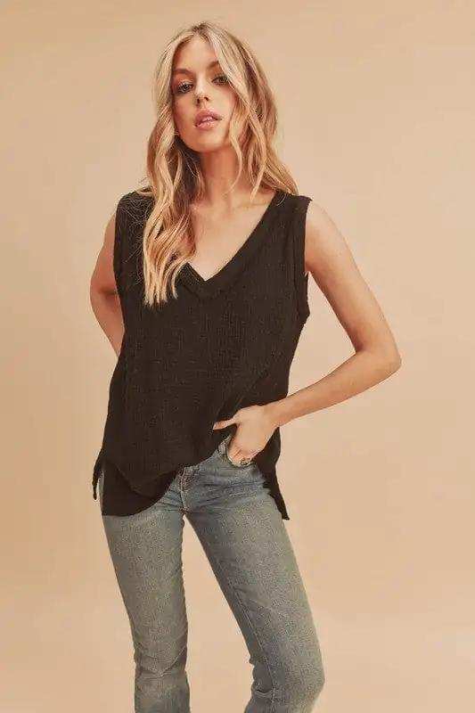 Aemi + Co V-Neck Wide Strap Tank - Trendsi - Flyclothing LLC