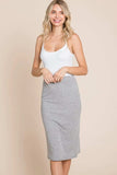 BOMBOM Elastic Waist Pencil Skirt - Trendsi - Flyclothing LLC