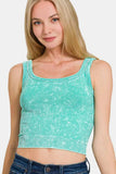 Zenana Washed Ribbed Scoop Neck Wide Strap Tank - Trendsi - Flyclothing LLC